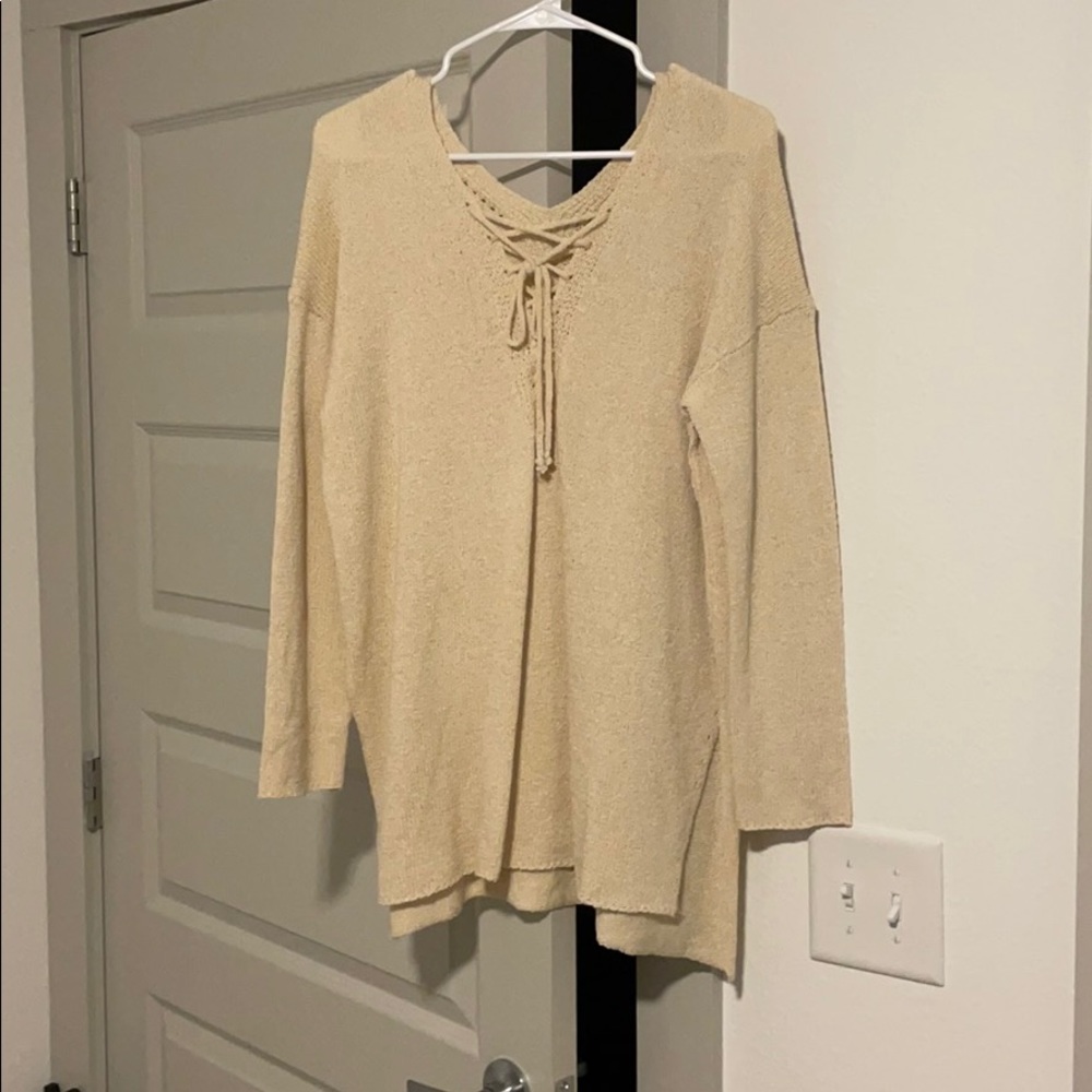 Oversized Lace Up Sweater